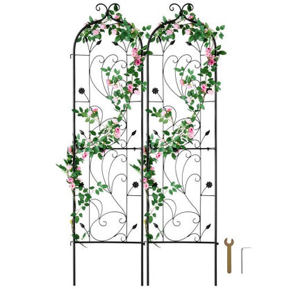 Trädgårdsspaljé för klätterväxter, 60 x 15 tum, 2-pack rostfritt metallspaljé för trädgårdsblommor, stöd för klätterrosor och gurkor, dekorativt klematisspaljé för gårdar och gräsmattor