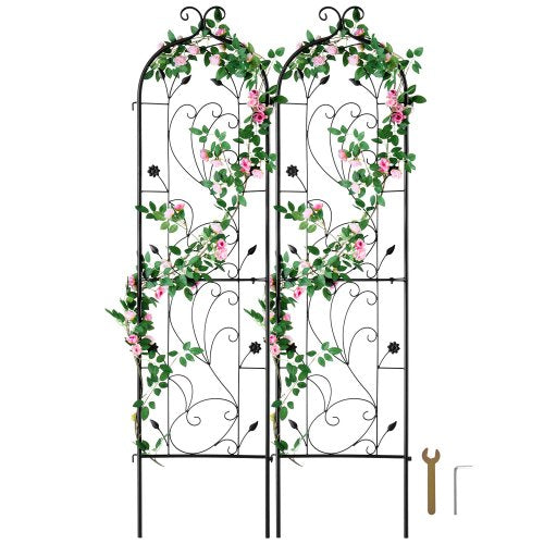 Trädgårdsspaljé för klätterväxter, 60 x 15 tum, 2-pack rostfritt metallspaljé för trädgårdsblommor, stöd för klätterrosor och gurkor, dekorativt klematisspaljé för gårdar och gräsmattor
