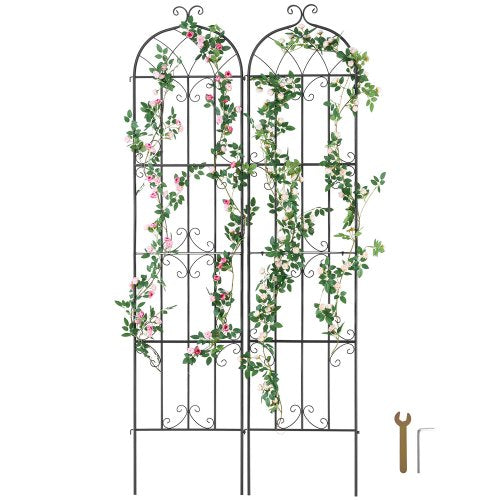 Trädgårdsspaljé för klätterväxter, 87 x 20 tum, 2-pack rostfritt metallspaljé för trädgårdsblommor, stöd för klätterrosor och gurkor, dekorativt klematisspaljé för gårdar och gräsmattor