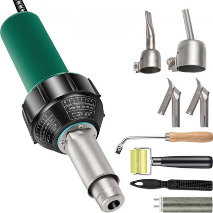 Roofing Welder, 8 Pcs PVC Welding Gun, 1600W Hot Air Plastic Welder, 220V PVC Heat Gun, Plastic Welder with Mica Pipe Heating Core, Stepless Temperature Regulation 104-1112 °F Plastic Welder Kit