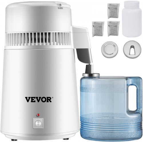 BuoQua Ren Vattendestillator 4L Rostfritt Stål Inre Vattendestillation 750W Vattenrenare Filter Vattendestillatormaskin med Uppsamlingsflaska för Kontor Hem