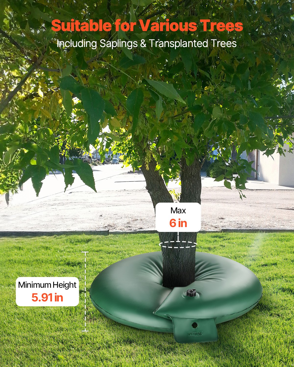 Trädbevattningsringar, 4 st. 20 gallons trädbevattningspåsar, 6-9 timmars långsam frisättning, påfyllningsbara planteringsvattenpåsar, vattenbesparande, kraftigt bevattningssystem för droppbevattning av buskträdrötter
