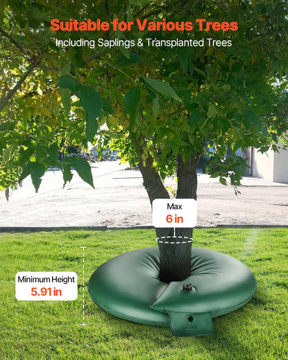 Trädbevattningsringar, 4 st. 20 gallons trädbevattningspåsar, 6-9 timmars långsam frisättning, påfyllningsbara planteringsvattenpåsar, vattenbesparande, kraftigt bevattningssystem för droppbevattning av buskträdrötter