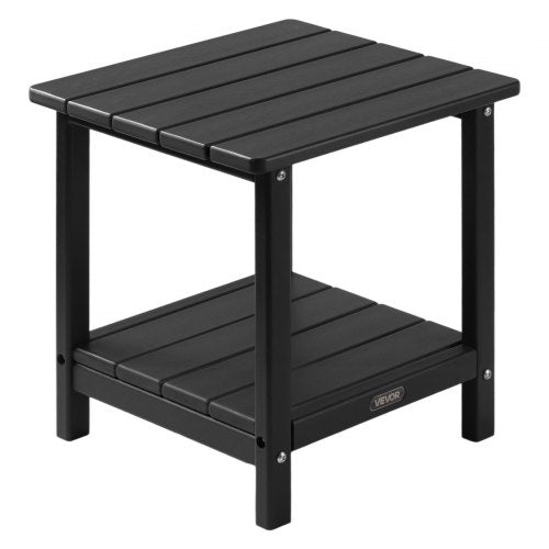Sidobord för utomhusbruk, 450B x ​​380D x 440H mm, Dubbelskiktat HDPE-sidobord för enkelt underhåll, Tål tufft väder, Lämplig för uteplats, pool, strand, veranda, inomhus, bakgård, svart