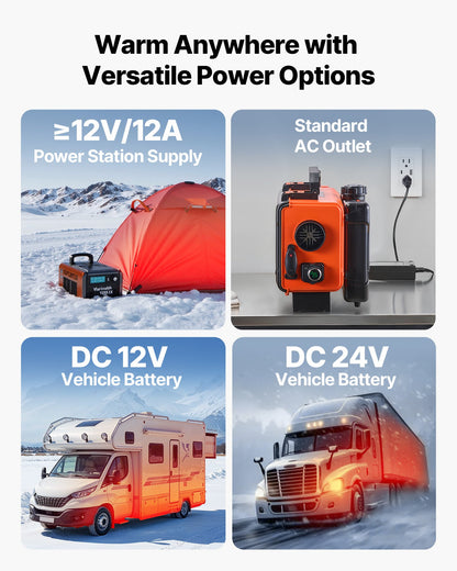 Dieselvärmare, 8KW, DC 12V/24V, allt-i-ett bärbar dieselluftvärmare med fjärrkontroll och LCD-skärm, snabb uppvärmning, lågt ljud, 4,5 liters bränsletank för lastbilar, skåpbilar, husbilar, husbilar och garage