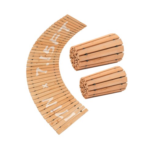 Trädgårdsgång i trä, 2,1 m x 4,7 m, halkfri, böjd trädgårdsgång, utrullbar cederträgång för utomhusbruk med vajeranslutning, dekorativ gräsmatta för trädgårdspromenad, bröllopsfest