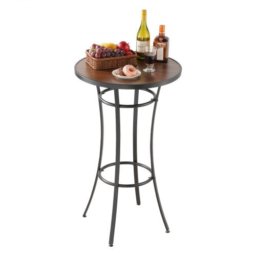 Runt barbord för utomhusbruk, 60 cm barhöjd bistrobord, matbord för uteplats med lättrengörlig skiva och robust metallram, höga pubbord för inomhusbruk för små utrymmen, kök