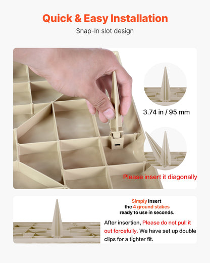 Trädgårdsstenar, 16 st 39,5x39,5 cm, dekorativa trappstenar med pålar, väderbeständiga plastgångstenar, slät yta, utomhusgångväg för gräsmatta, uteplats, landskap, beige