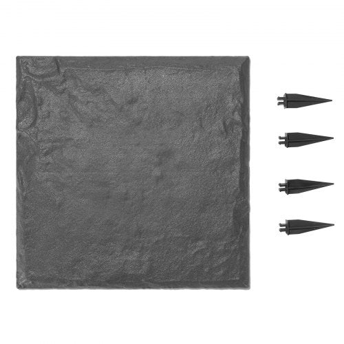 Trädgårdsstenar, 4 st 39,5x39,5 cm dekorativa stenar med pålar, väderbeständiga plastgångstenar, slät yta, utomhusgångväg för gräsmatta, uteplats, grå