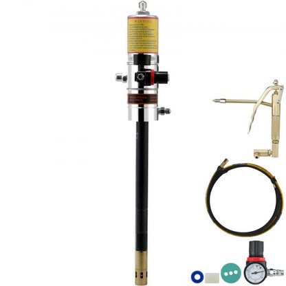 Fettpump, tryckförhållande 50:1, luftdriven fettpump med 13 fot högtrycksslang och fettspruta, pneumatisk fettpump, bärbar smörjfettpump med 360° vridbart fettspruthuvud