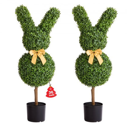 Konstgjord topiary kaninformad buxbomboll, 2-set 914 mm konstgjorda buxbombollar, konstgjorda sidenträd som ser äkta ut, enkel montering för dekoration veranda utomhus uteplats trädgård balkong bakgård inomhus