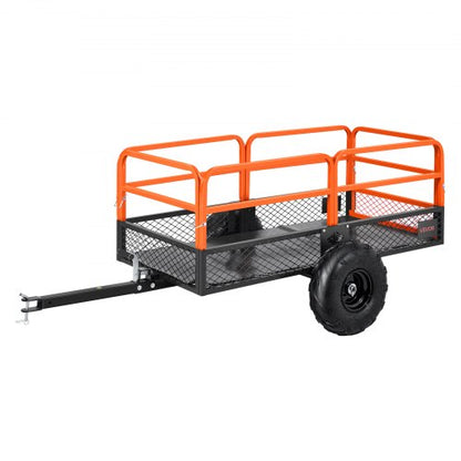 Trädgårdsvagn, 22 kubikfot och 725 kg, ATV UTV-vagn, bogserad bakom ståltippvagnar, avtagbar bakpanel, kraftiga dragbara trädgårdsvagnar för gräsklippare, traktor, trädgårdsavfall