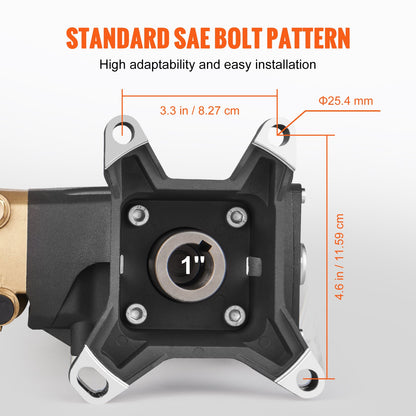 Högtryckstvättspump, 25,4 mm axel horisontell triplexkolv, 4400 PSI, 4 GPM, reservsats för högtryckstvättspumpar, reservdelar till tvättpump, kompatibel med Simpson MorFlex-modellerna 40224, 40225, 40226