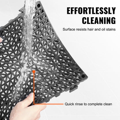 Modulär sammankopplande dynor, 50-pack 30 x 30 cm skarvningsdräneringsmattor, mjuka PVC-sammankopplande dräneringsgolvplattor, halkfria dräneringshål för toalett, badrum, kök, pool, våtutrymme, svart