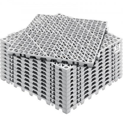 Sammankopplande dräneringsmatta 30,5 x 30,5 cm PVC halkfria golvplattor 12-pack