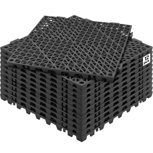 Sammankopplande dräneringsmatta 30,5 x 30,5 cm PVC halkfria golvplattor 12-pack