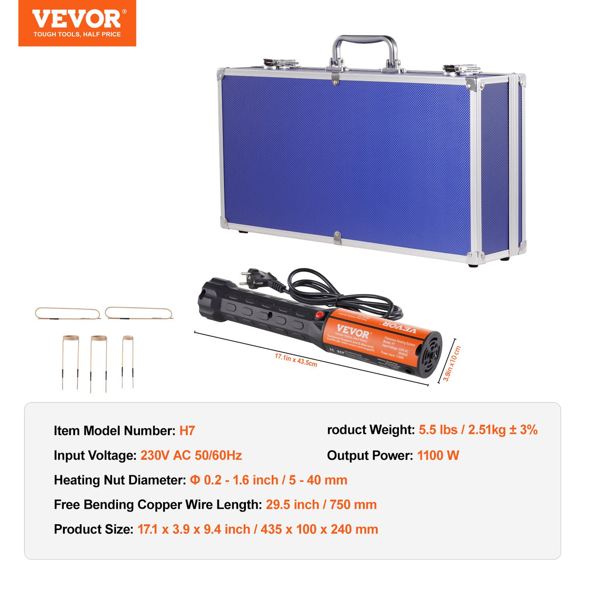 Magnetisk induktionsvärmare, 1000w handhållen induktionsvärmare, bult-induktionsvärmare med 8 st induktionsspolar, 220V flamlös induktionsvärmare bultborttagare för borttagning av rostiga bultar och muttrar