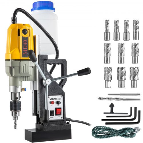 Magnetborrmaskin, 1100W, 4 cm borrdiameter, 2697lbf/12000N, bärbar elektrisk magnetborrpress med 12 bits, maxhastighet 580 varv/min, för alla ytor och heminredning