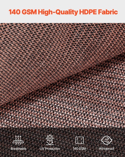90 % solskyddsduk, 10 x 12 fot pergolaskydd med rostfria stålöljetter, solskyddstak med insynsskydd av 140 GSM HDPE-material, för utomhusbruk, uteplats, trädgård och bakgård (brun)