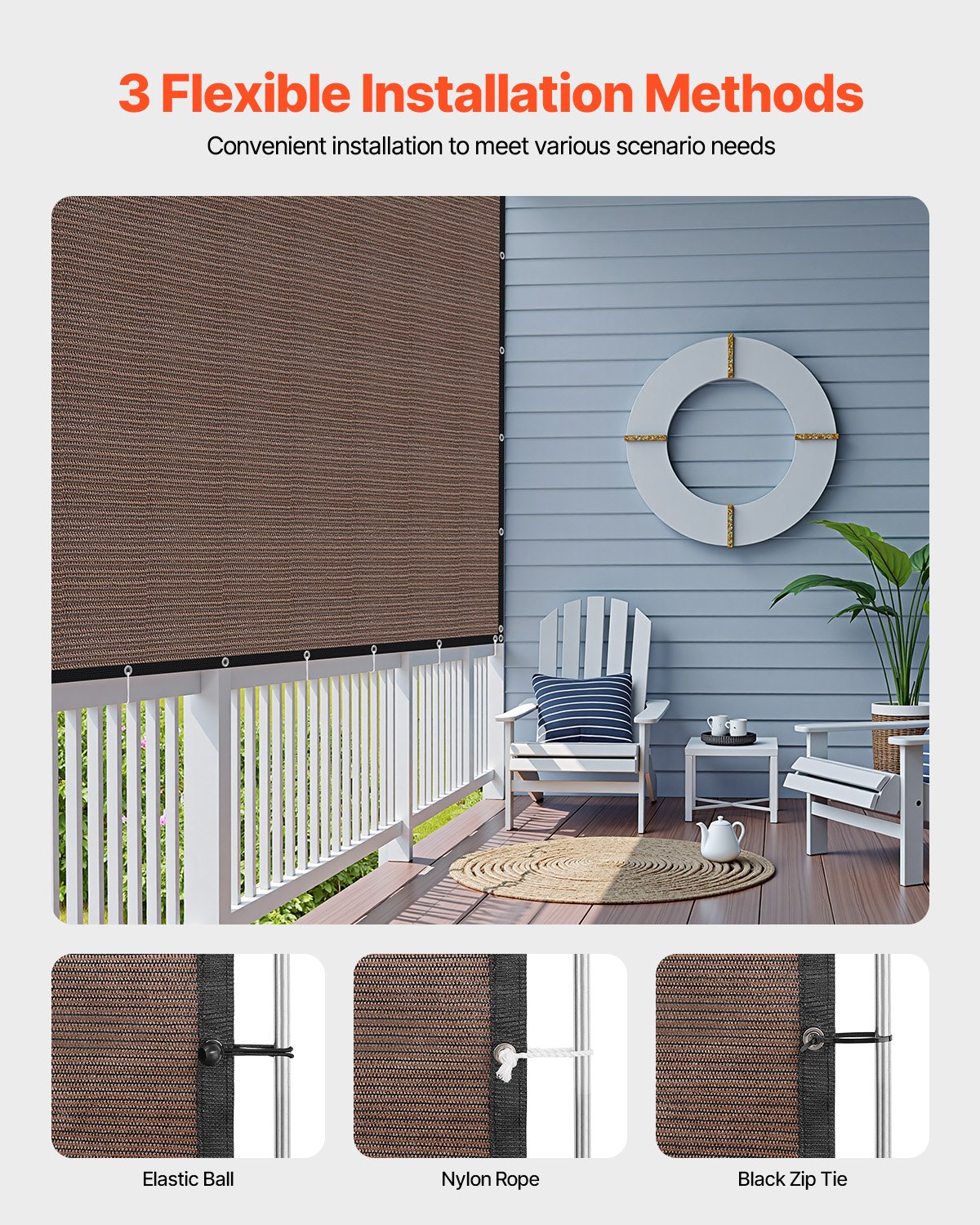 90 % solskyddsduk, 10 x 12 fot pergolaskydd med rostfria stålöljetter, solskyddstak med insynsskydd av 140 GSM HDPE-material, för utomhusbruk, uteplats, trädgård och bakgård (brun)