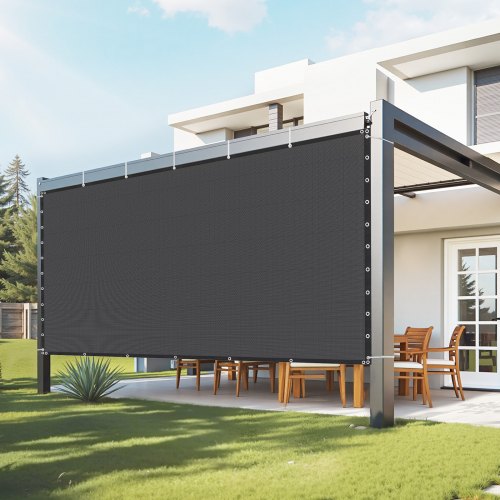 90% Sun Shade Cloth, 10 x 12 ft Pergola Shade Cover with Stainless Steel Grommets, Sun Shades Canopy Privacy Screen with 140 GSM HDPE Material, for Outdoor, Patio, Garden, and Backyard (Black)
