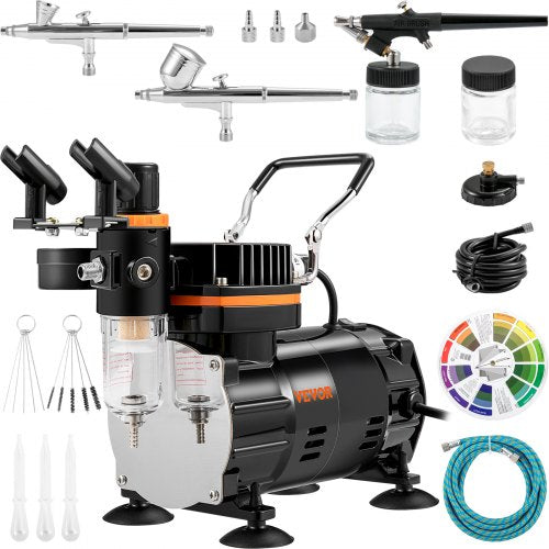 Airbrush-kit, professionellt airbrush-set med kompressor, airbrushing-systemkit med multifunktionella dubbelverkande gravitationsmatning-airbrushar, konstnagel, kaka, tatuering, smink, tårtdekorationsspraymodell
