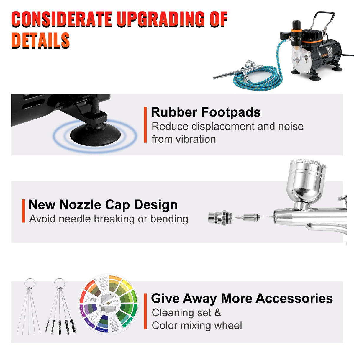 Airbrush Kit, Professional Airbrush Set with Compressor, Airbrushing System Kit with Multi-purpose Dual-action Gravity Feed Airbrushes, Art Nail Cookie Tattoo Makeup Cake Decorating Spray Model