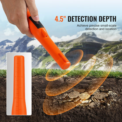 Metal Detector Pinpointer, IP68 Fully Waterproof Handheld Pin Pointer Wand, 114mm/4.5" Detection Depth, 3 Modes, Professional Treasure Hunting Probe with Holster and 9V Battery, for Adults and Kids