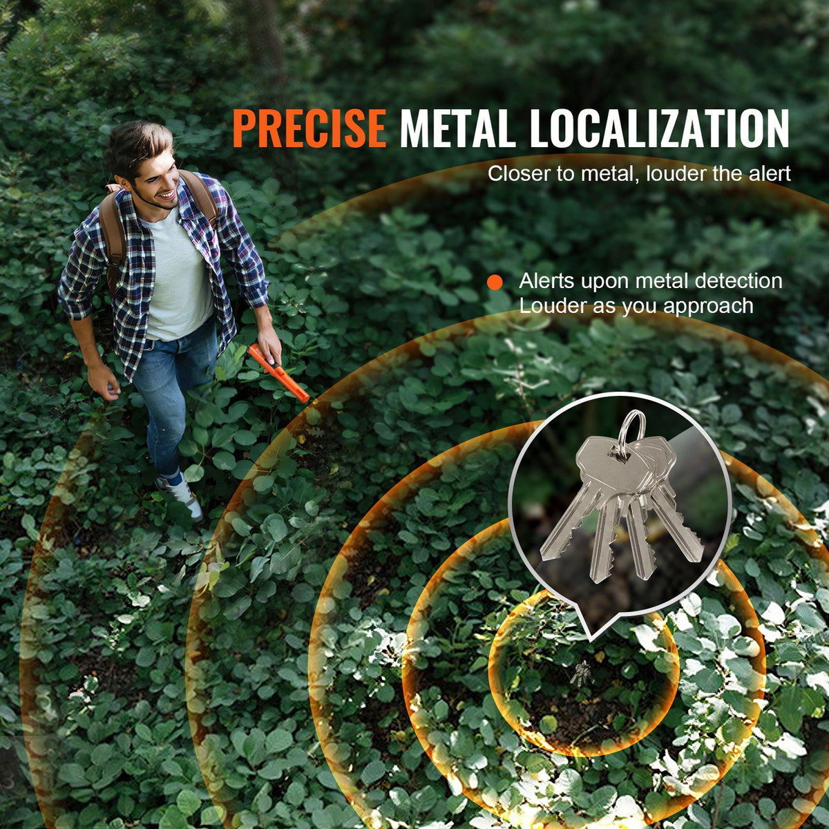 Metal Detector Pinpointer, IP68 Fully Waterproof Handheld Pin Pointer Wand, 114mm/4.5" Detection Depth, 3 Modes, Professional Treasure Hunting Probe with Holster and 9V Battery, for Adults and Kids