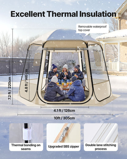 Pop up Bubble Tent, 3.05 x 2.75 m Waterproof & UV-Resistant, Clear Camping Tent Shelter, Outdoor Garden Dome Igloo Tents with Windows, 540° Panoramic View, for 4-8 Persons Patio Backyard