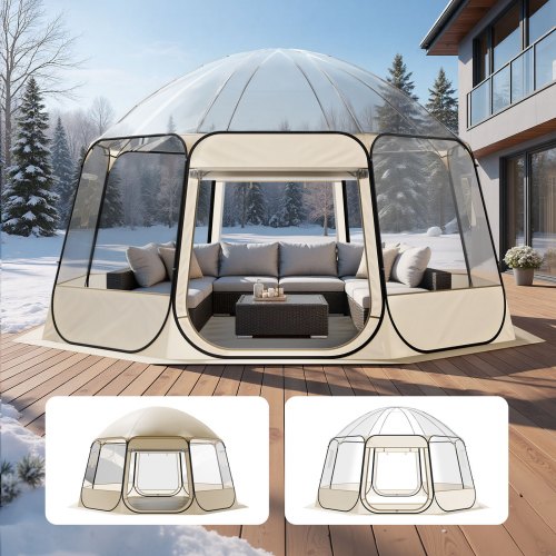 Pop up Bubble Tent, 4.58 x 4.32 m Waterproof & UV-Resistant, Clear Camping Tent Shelter, Outdoor Garden Dome Igloo Tents with Windows, 540° Panoramic View, for 12-15 Persons Patio Backyard