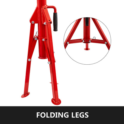Pipe Jack Stand With 2-Ball Transfer V-Head and Folding Legs 1134 kg Adjustable Height 71.1 cm to 130.8 cm 1107A-type