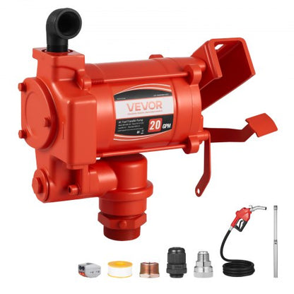 Bränsleöverföringspump 230V, 20 GPM 76 L/min, AC elektrisk oljeöverföringspump, med automatisk avstängning av bränslemunstycke och utloppsslang, högflödessats för bensin, diesel, fotogen, biodiesel, etanolblandningar