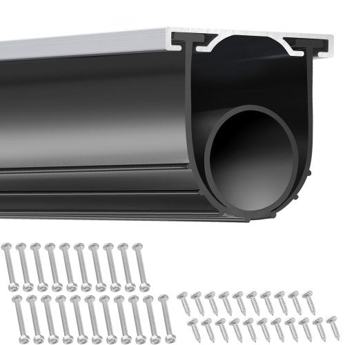 Garageportstätningar i gummi, U-form + O-ring, vädertätning för garageportens botten med förborrad aluminiumskena, sats, 4,88 m, 8 mm T-ändar och 9,5 cm bredd, för dörrar, svart