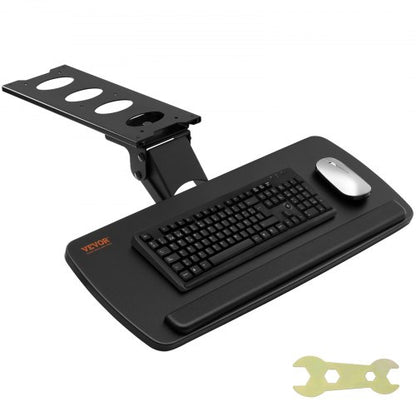 Keyboard Tray under Desk Adjustable Height, Height and Angle Adjustable under Desk Keyboard Tray Slide out, Large 25x9.8 inch Keyboard Holder under Desk for Typing in Home, Office Work