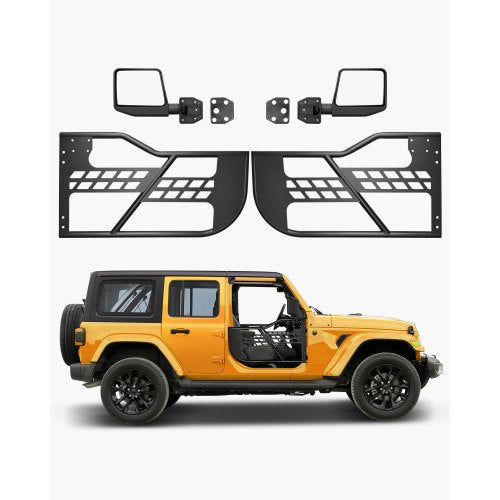 Jeep-rördörrar, 2-dörrars, jaktmodell med rörformade Jeep-dörrar med kraftiga gångjärn och originalspärr, Jeep-dörrar med backspeglar, passar till Jeep Wrangler JL 2018-2024 och Jeep Gladiator JT 2020-2024