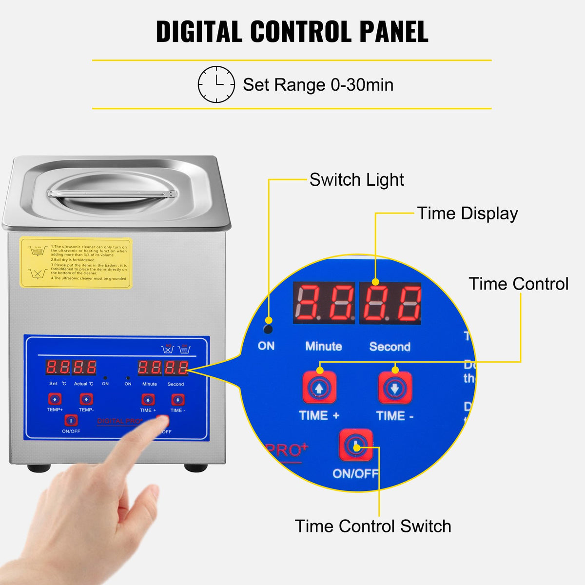2L Ultraljudsrengöringsmaskin Rostfritt stål Ultraljudsrengöringsmaskin Digital värmare Timer Smyckesrengöring för kommersiellt personligt hembruk (2L)