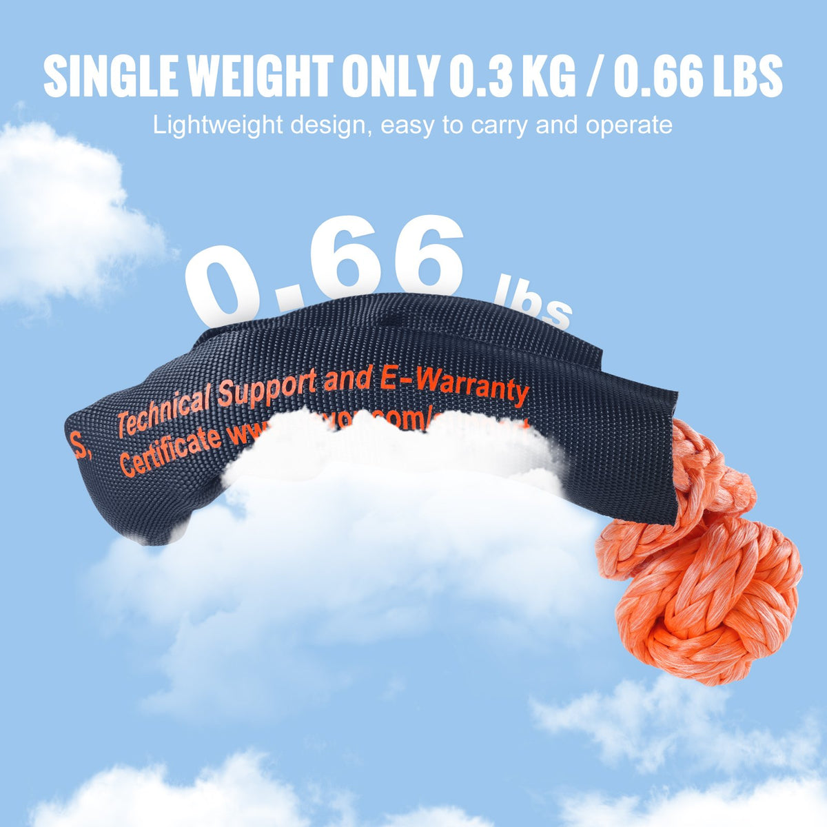 Mjuk schackel syntetiskt bärgningsrep 2 st 1,3x56 cm 20 ton brottstyrka