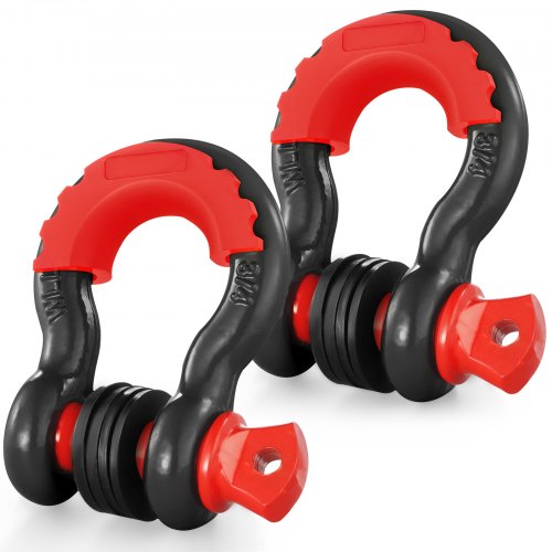 2-pack 19 mm D-ringsschackel med 22,2 mm skruvstift, 28,5 ton brottstyrka