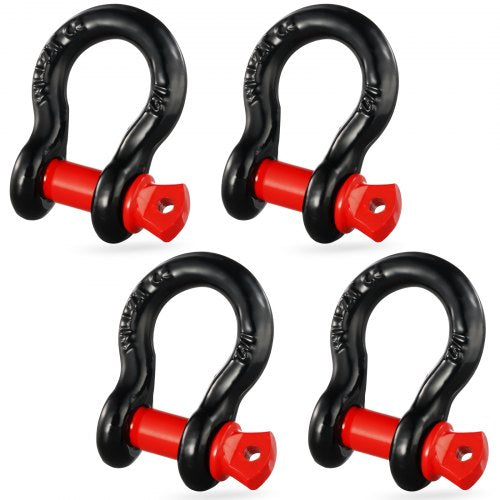 4-pack 12,7 mm D-ringsschackel med 15,9 mm skruvstift, 8 ton brottstyrka