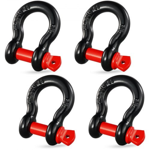 4-pack 15,9 mm D-ringsschackel med 19 mm skruvstift, 13 ton brottstyrka
