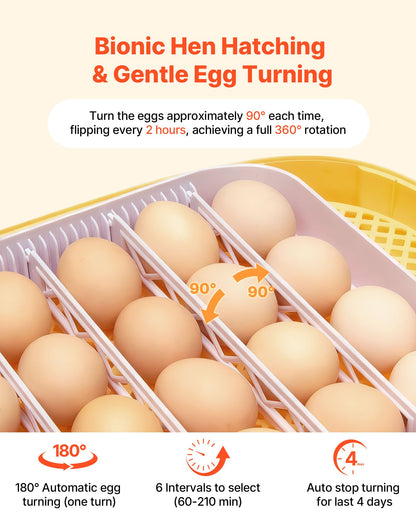 24 Egg Incubator, Automatic Egg Turner with LED Candler, Temperature & Humidity Control, 360° View Clear Window, Auto Water Refill, Poultry Eggs Incubators for Hatching Chicks Ducks Goose Quail