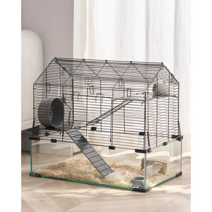 Hamsterbur, 360° visning, transparenta hamstermiljöer, smådjursbur, 22,8 x 15 x 21,3 tum, ventilerade musburar med vattenflaska, bärbart hamsterhus för råttor, marsvin