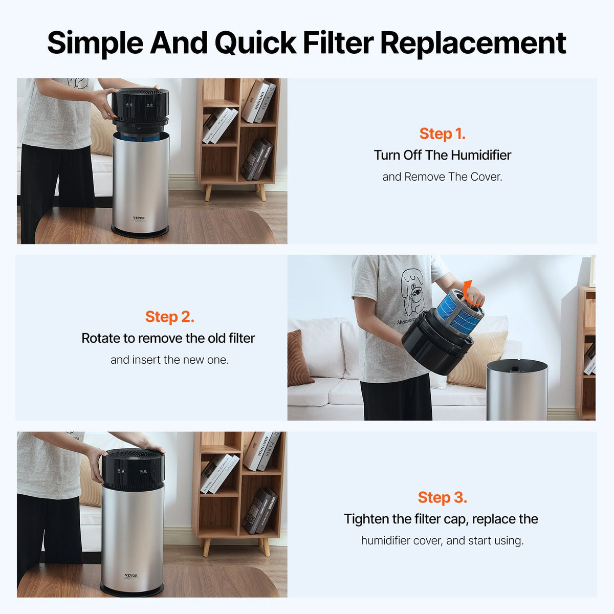 Ersättningsfilter för avdunstningsluftfuktare, 2-pack, kompatibel med 10L (2,64G) modell BZT-242 avdunstningsluftfuktare, enkel att installera för förlängd filterlivslängd
