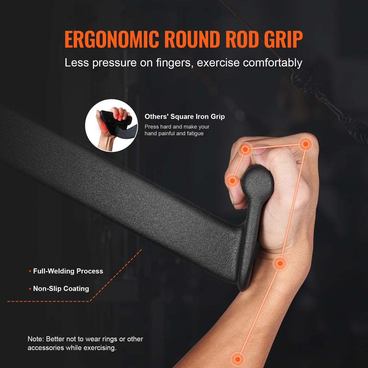 LAT Pulldown-tillbehör, V-stångstillbehör för rodd med kabelmaskin, triceps-pulldown-stång, gummibelagt handtag för ryggstyrketräning, bicepscurl, triceps-lats-pulldown-stång för hemmagym