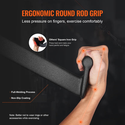 LAT Pulldown-tillbehör, V-stångstillbehör för rodd med kabelmaskin, triceps-pulldown-stång, gummibelagt handtag för ryggstyrketräning, bicepscurl, triceps-lats-pulldown-stång för hemmagym