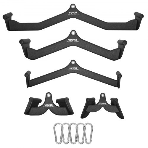 LAT Pulldown-tillbehör, kabelmaskin, rodd, T-stång, V-stång, 5-set, triceps-pulldown-stång, gummibelagt handtag för ryggstyrketräning, bicepscurl, triceps-lats-pulldown-stång för hemmagym, fitness
