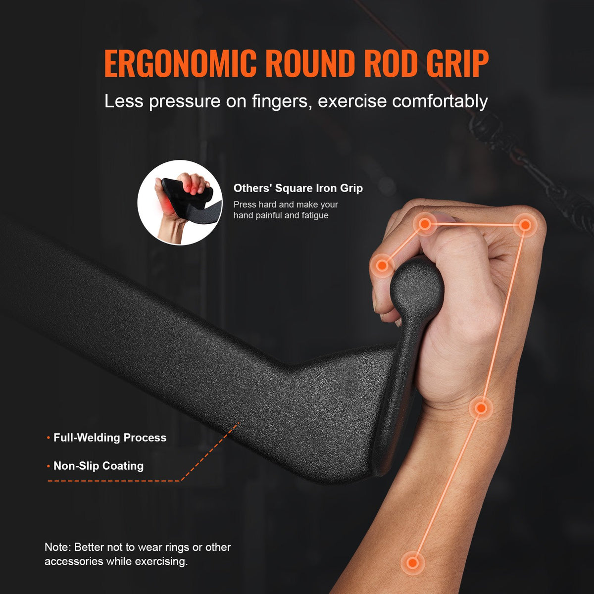 LAT Pulldown-tillbehör, kabelmaskin, rodd, T-stång, V-stång, 5-set, triceps-pulldown-stång, gummibelagt handtag för ryggstyrketräning, bicepscurl, triceps-lats-pulldown-stång för hemmagym, fitness