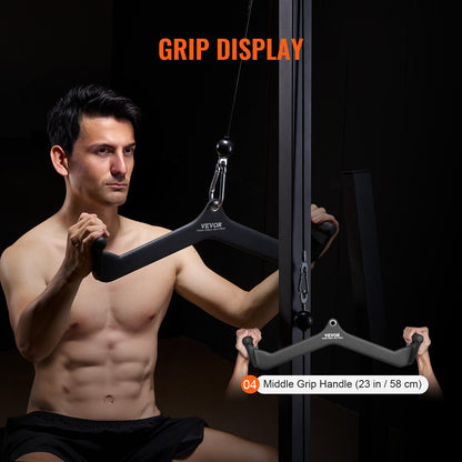 LAT Pulldown-tillbehör, V-stångstillbehör för rodd med kabelmaskin, triceps-pulldown-stång, gummibelagt handtag för ryggstyrketräning, bicepscurl, triceps-lats-pulldown-stång för hemmagym