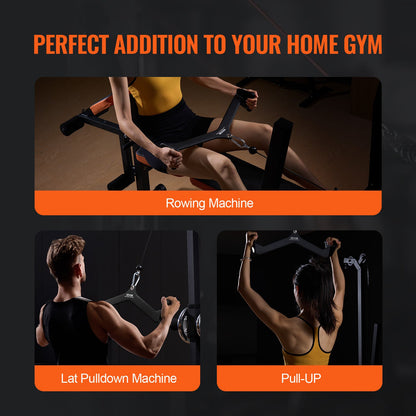 Lat Pulldown-tillbehör, kabelmaskin, rodd, T-stång, V-stång, 7-set, triceps-pulldown-stång, gummibelagt handtag för ryggstyrketräning, bicepscurl, triceps-lats-pulldown-stång för hemmagym, fitness